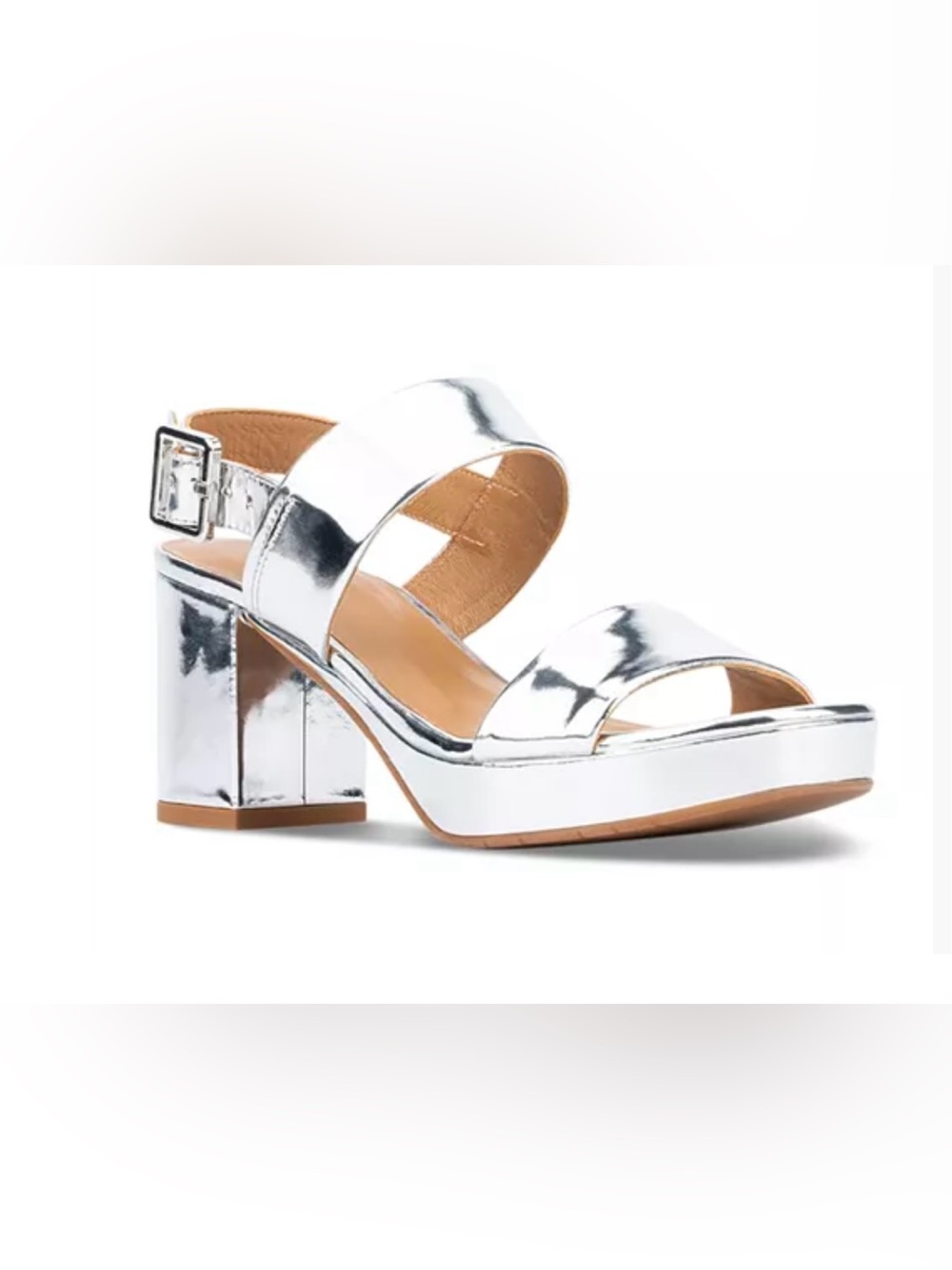 NWT Aquatalia Metallic Silver Melly Block Heel Platform Sandals